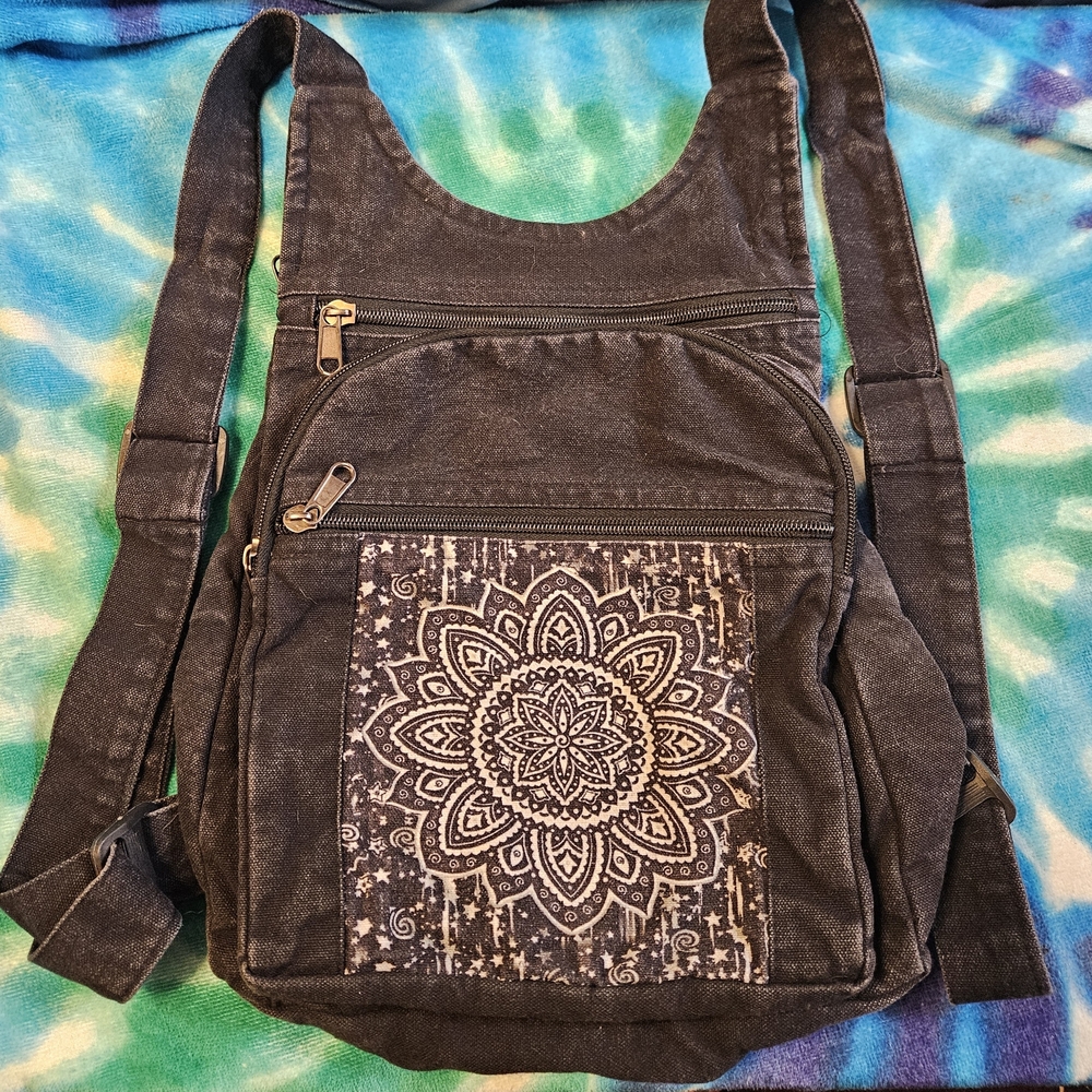Flying High Black Hippie Backpack